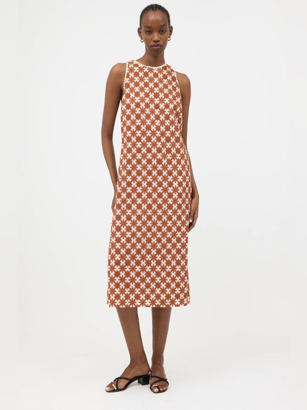 Sezanne Brown and Cream Floral Crochet Reneka Dress 36
